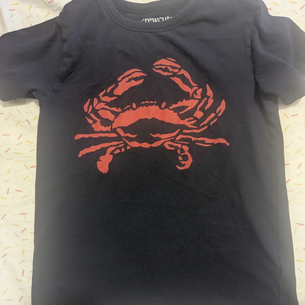 Crewcuts Kids T-Shirt with Red Crab on Navy
